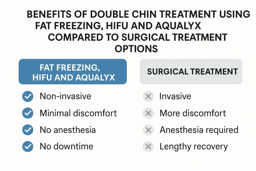 Graphic about the benefits of double chin treatment Bexleyhill - from LA LIPO